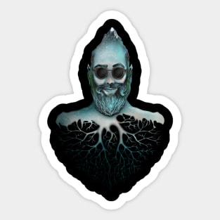 Man with beard head mountain Sticker